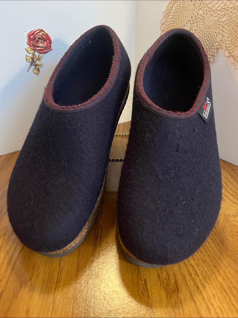 Stegmann Navy Wool Slip-On Clog/ Slip On Flats